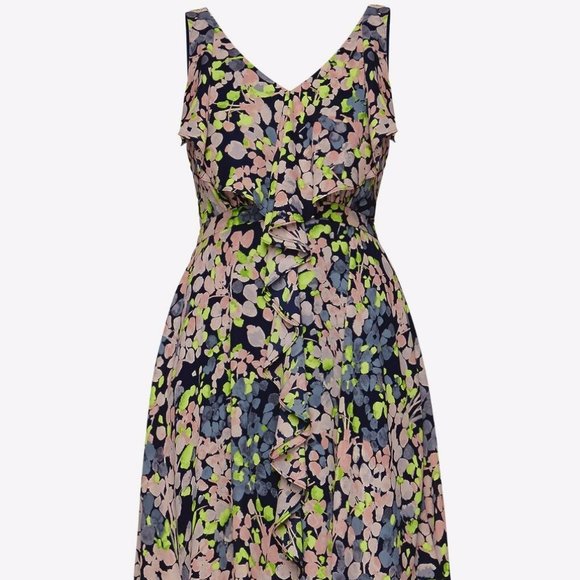 BCBG MAXAZRIA Jessica Floral-Print Dress DARK MIDNIGHT COMBO Size 0 - Picture 5 of 6